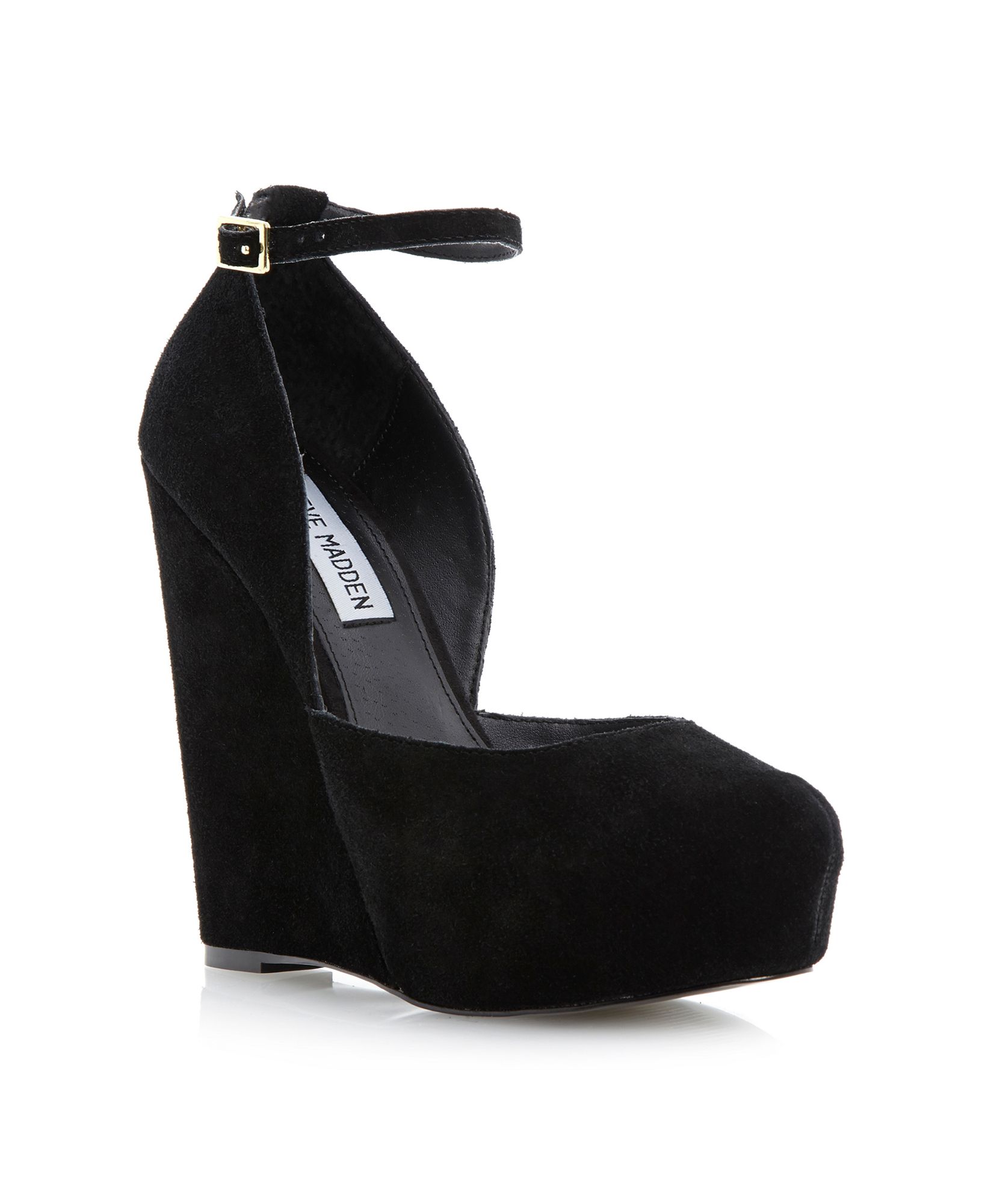 steve madden wedge black suede