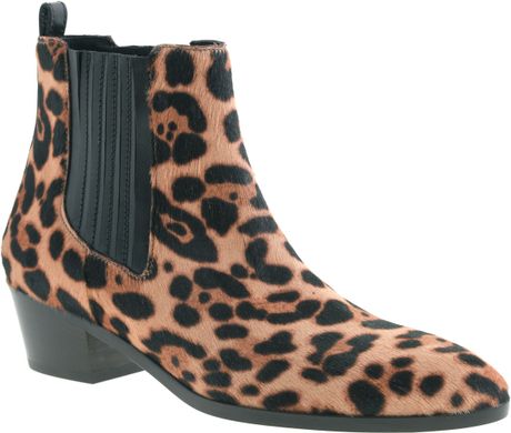 leopard print genuine calf hair chelsea boot