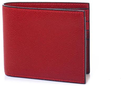 Valextra Leather Bifold Wallet in Red for Men | Lyst