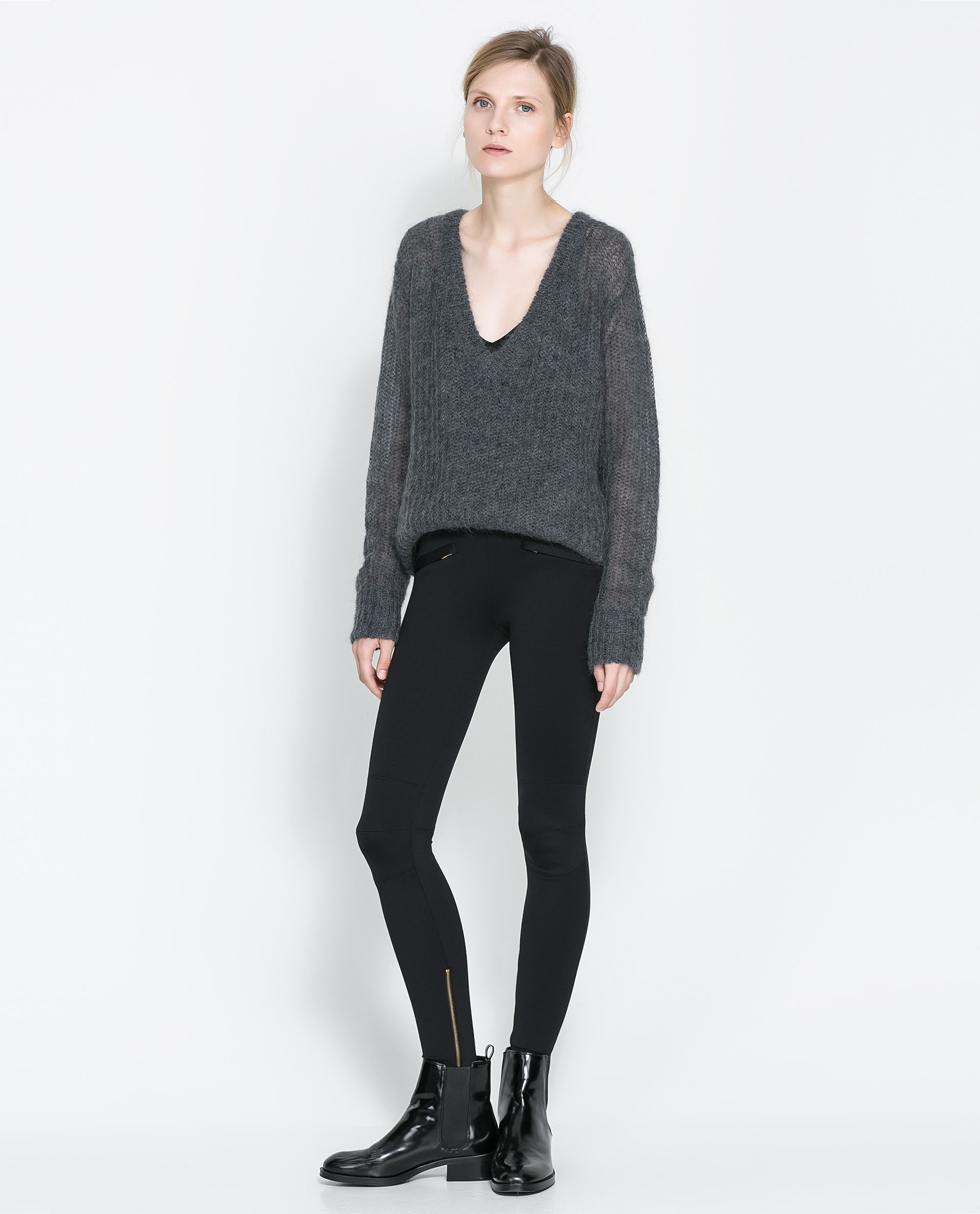 Zara Zip Leggings in Black | Lyst