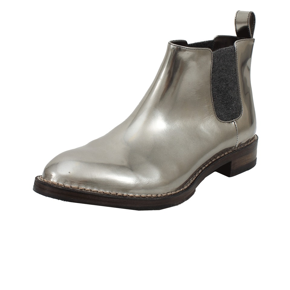 shiny silver booties