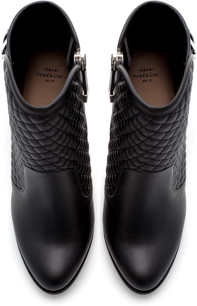 Zara Quilted Ankle Boot in Black | Lyst