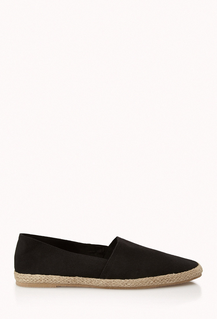 black canvas espadrilles flats