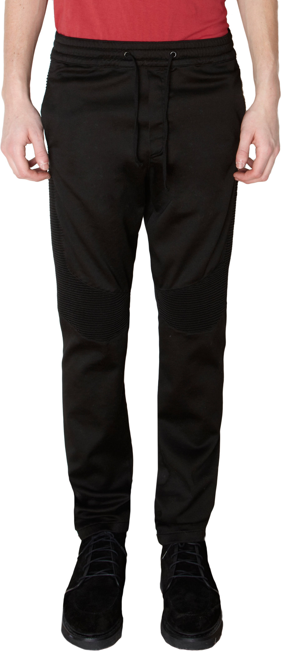 black ribbed trousers