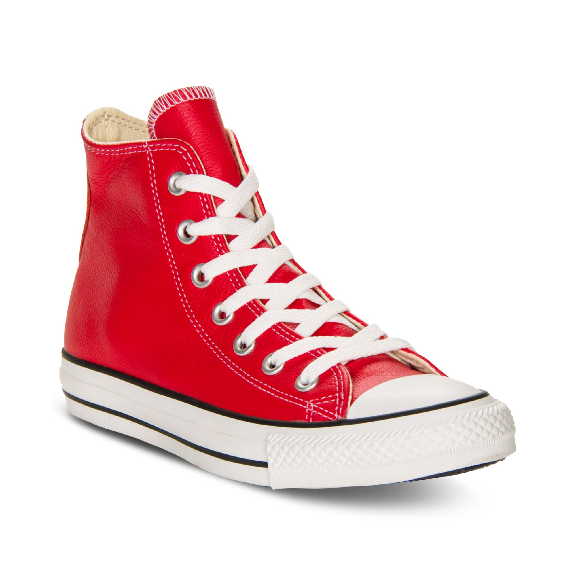 Converse Basic Leather Hi Casual Sneakers in Red for Men | Lyst