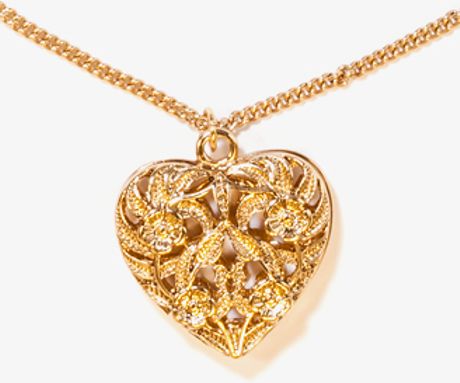 locket filigree heart forever necklace gold