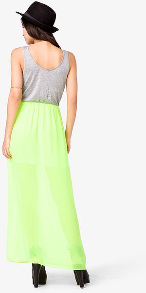 Forever 21 Contrast Maxi Dress in Yellow (greyneon yellow)