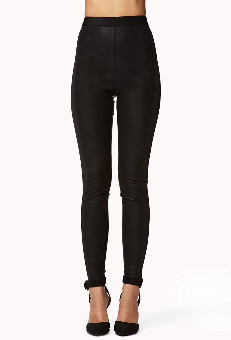 Forever 21 High waisted Faux Leather Pants in Black