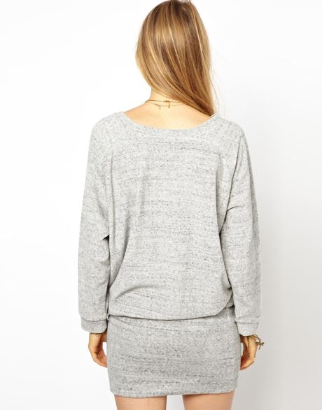 Ganni Loop Jersey Dress in Sporty Shape in Gray (Palomamelange) | Lyst