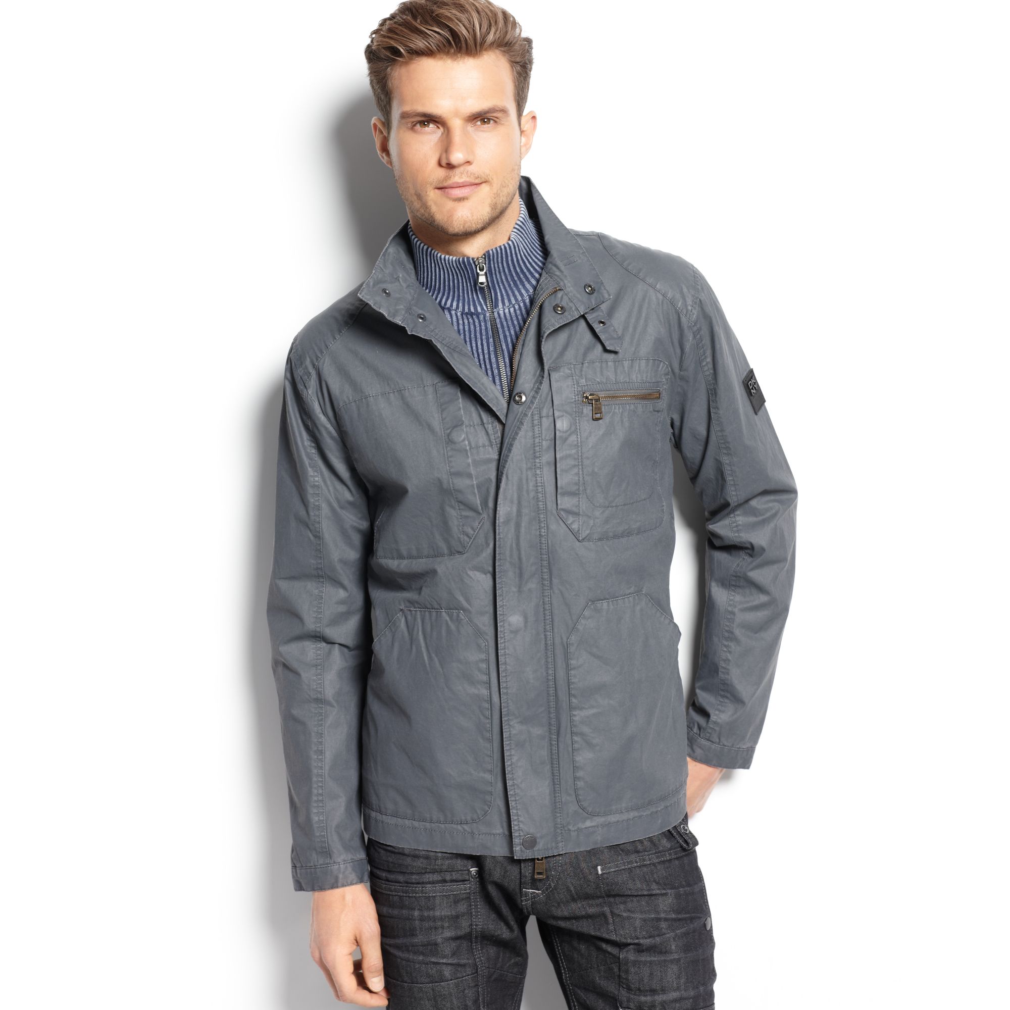 Dkny Waxed Motorcycle Jacket in Gray for Men (Dark Shadow) Lyst