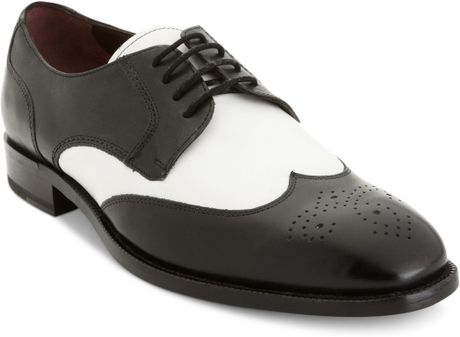 Johnston  Murphy Carlock Two Tone Wing Tip Shoes in Black for Men ...