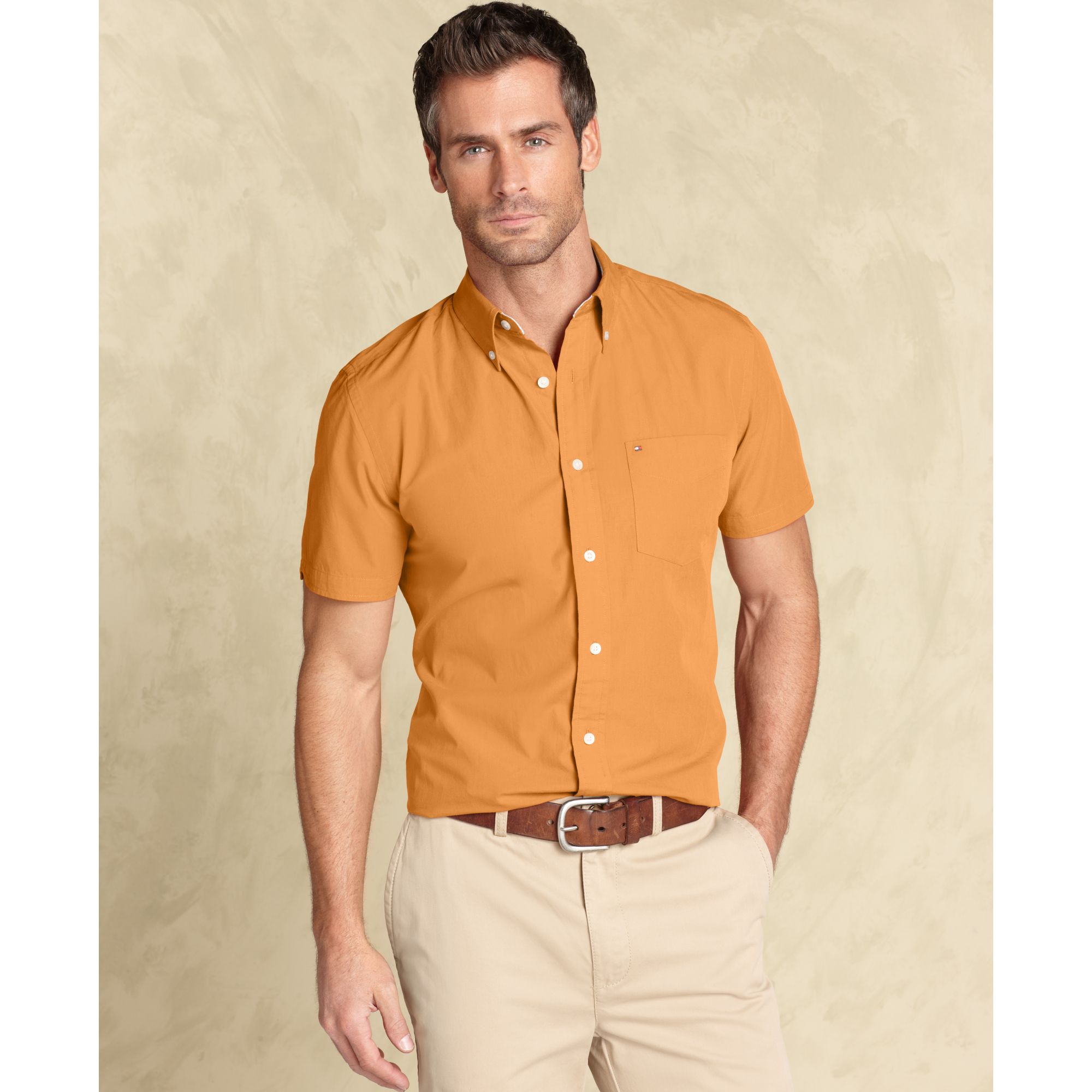 Tommy Hilfiger Max Fashion Slim Fit Button Down Shirt in Orange for Men