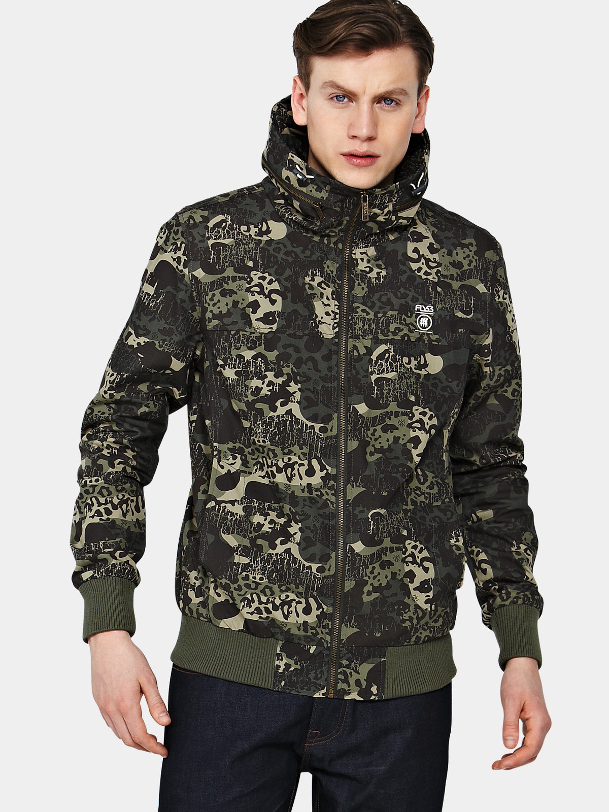 Fly53 Fly53 Bunker Mens Camo Zip Up Jacket in Khaki for Men (camo) Lyst