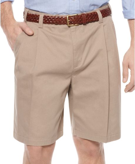 Geoffrey Beene Extender Waist Pleated Shorts in Beige for Men (British
