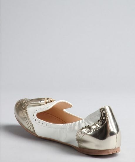Prada Sport White and Gold Wingtip Elasticized Loafers in White
