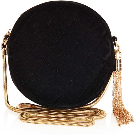 Topshop Round Velvet Crossbody Bag in Black | Lyst