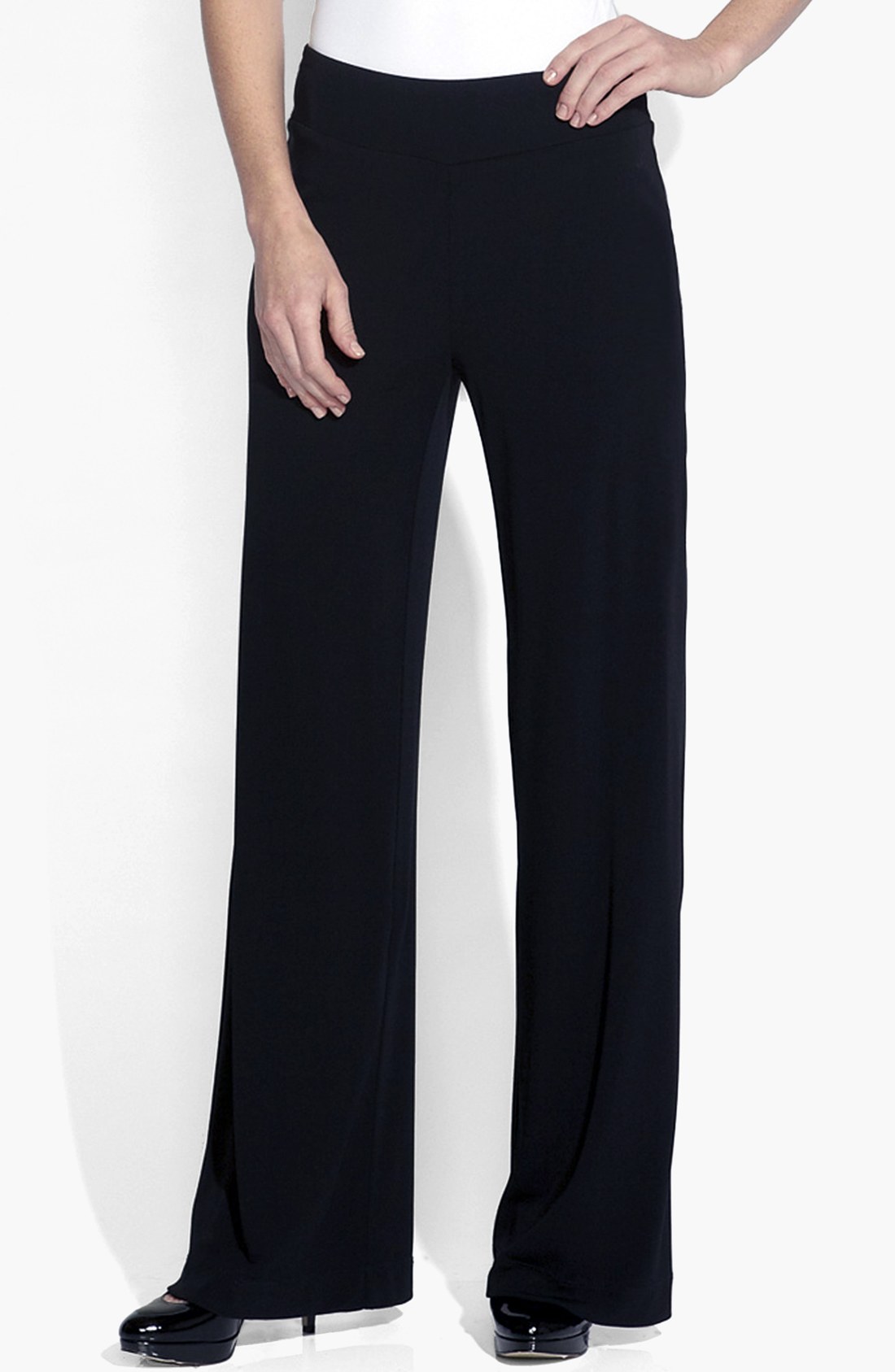 Karen Kane Wide Leg Matte Jersey Pants in Black Lyst