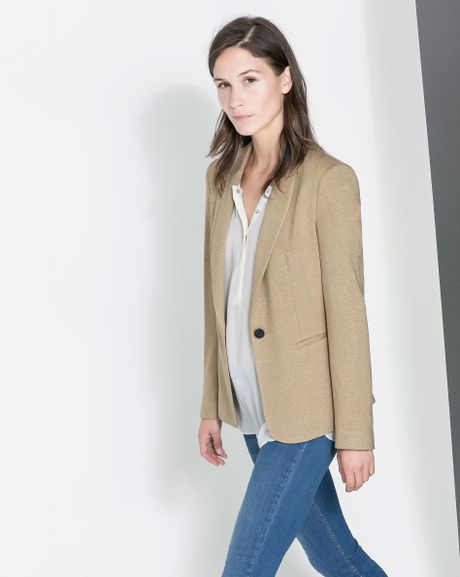 Zara Fabric Blazer in Beige (Camel) | Lyst