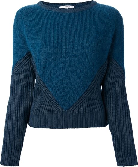 Carven Carven Tonal Ribbed Sweater In Blue 