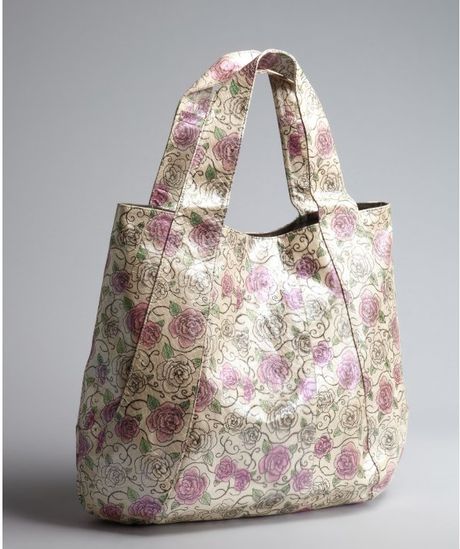 Beirn Natural Floral Print Snake Skin Jenna Top Handle Bag in Multicolor (natural) | Lyst