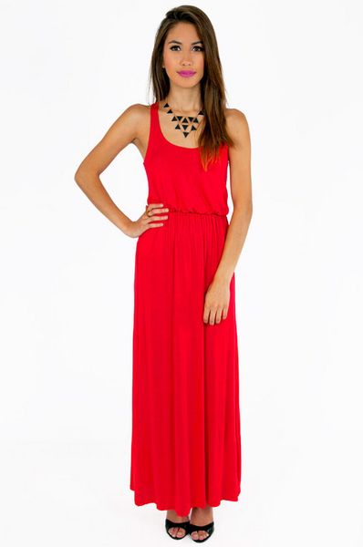 Tobi Driving Racerback Maxi Dress in Red (Red ) - Lyst