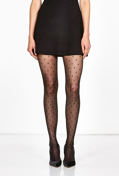 Wolford Carre Polka Dot Tights In Black Lyst 