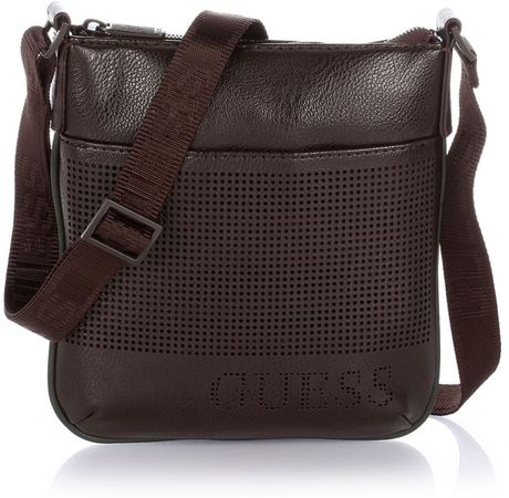 Guess Globe Trotter Mini Flat Crossbody Bag in Brown for Men | Lyst