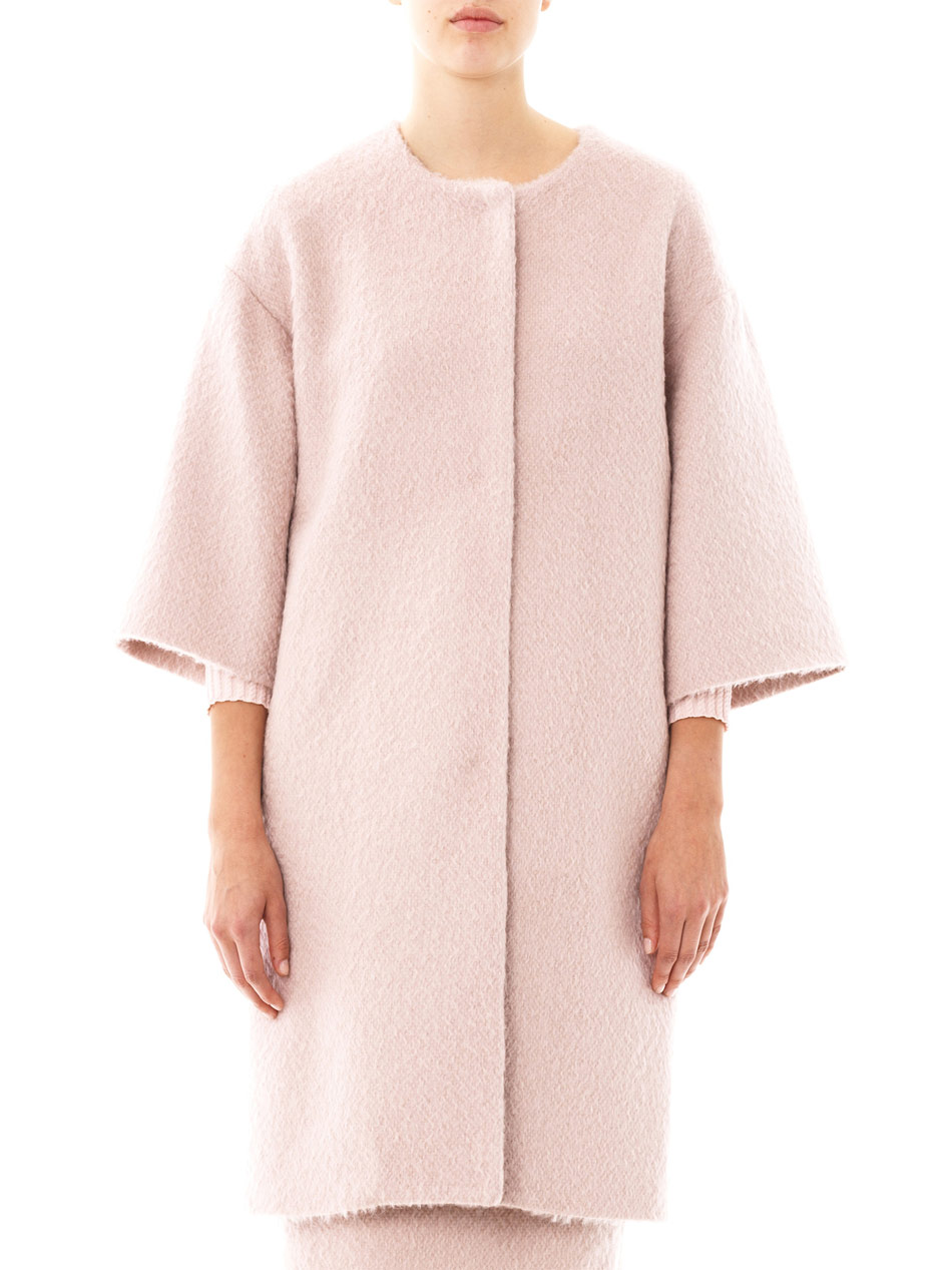 Roksanda Collarless Wool Swing Coat in Pink Lyst