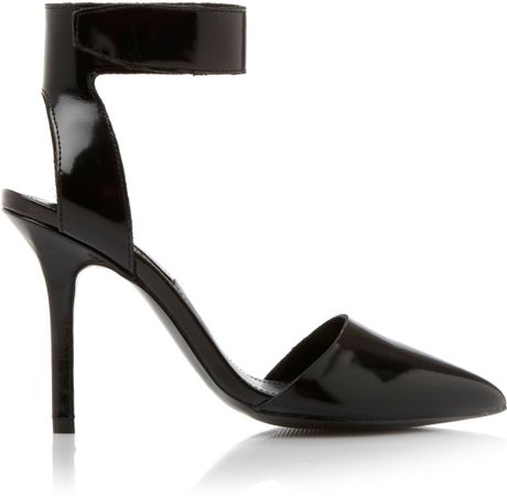 pointed court shoes with ankle strap