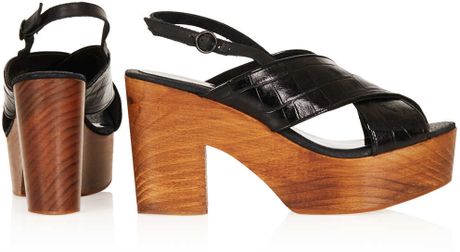 black mid heel sling back shoes