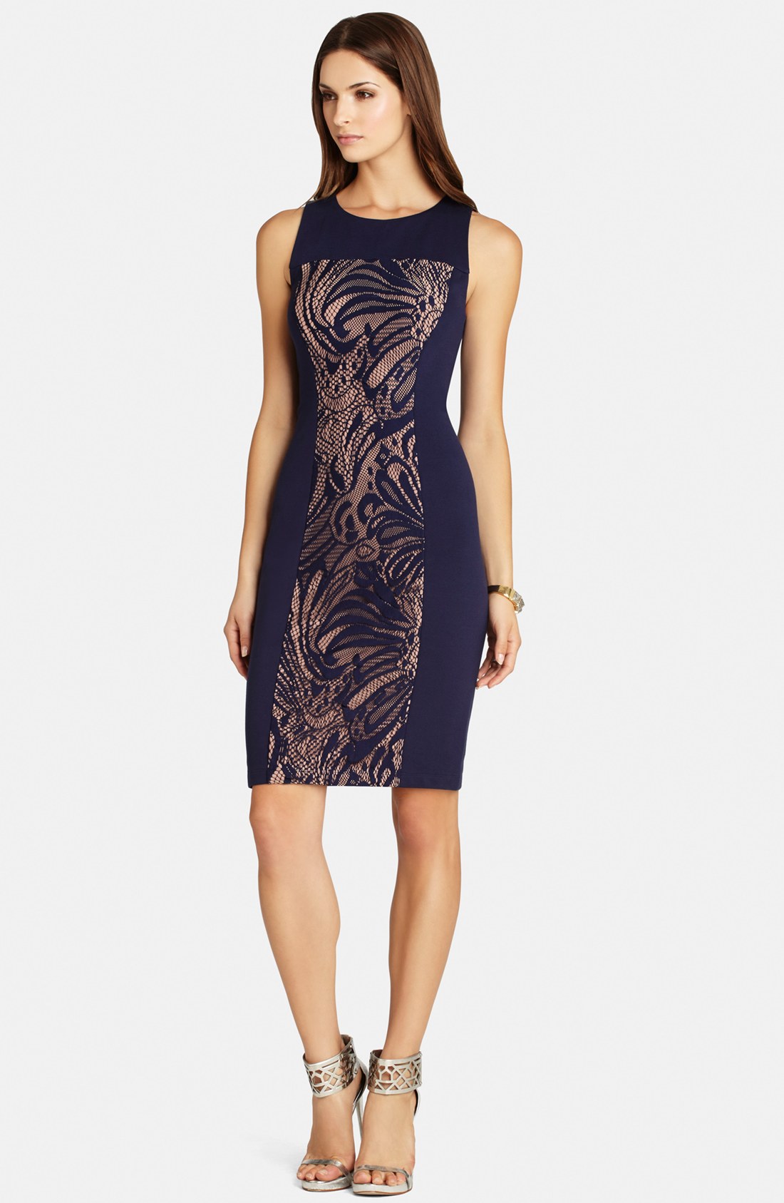 Bcbgmaxazria Lace Ponte Knit Sheath Dress in Blue (Imperial Blue) Lyst