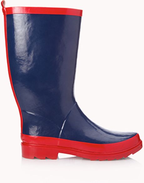 Forever 21 Classic Rain Wellies in Blue (NAVYRED) | Lyst