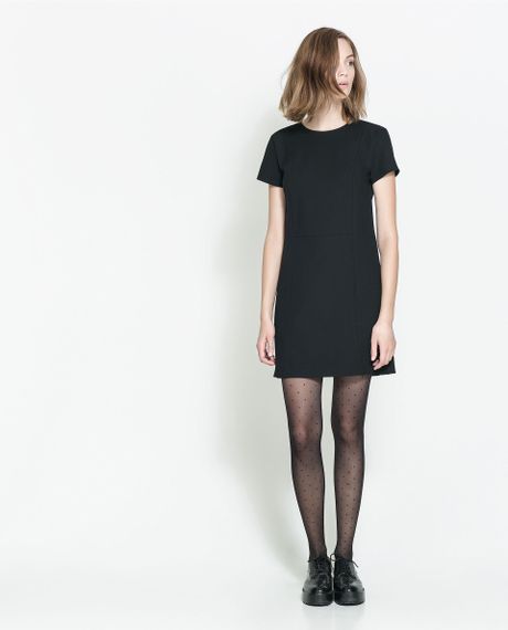 Zara Straight Cut Dress in Black | Lyst