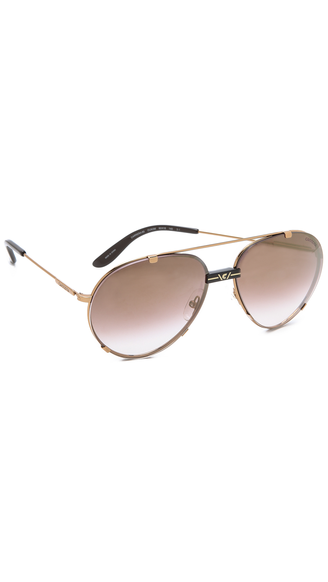 Carrera Metal Aviator Sunglasses with Interchangeable Lenses in Brown