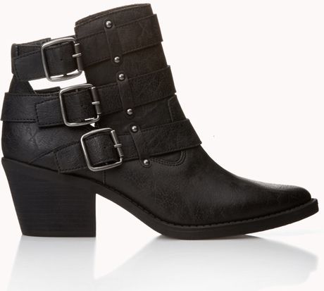 Forever 21 Bikerchic Cutout Booties in Black
