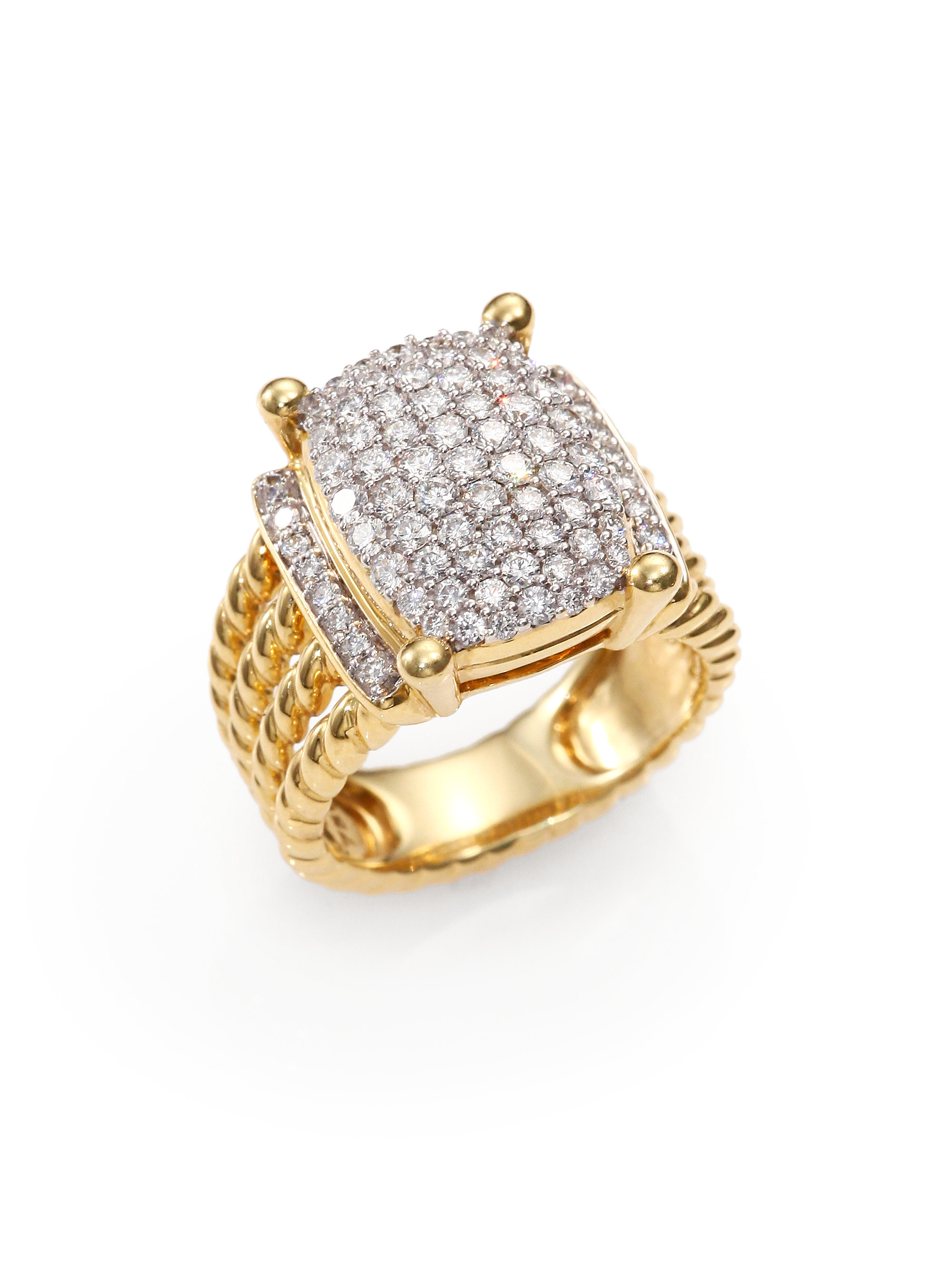 David Yurman Pavé Diamond 18k Gold Ring in White (GOLD) Lyst