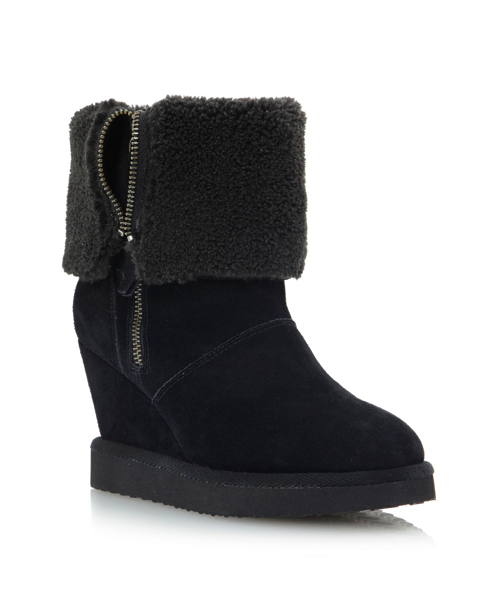 dune black wedge trainers