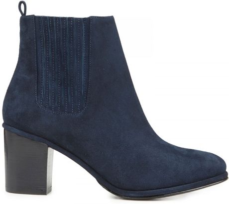 ladies navy blue suede ankle boots