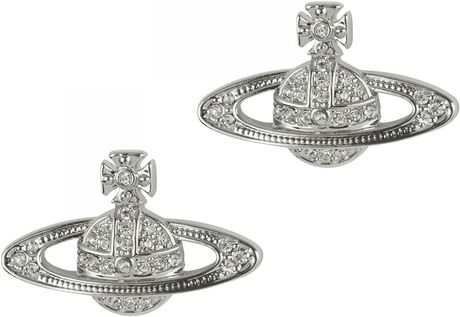 Vivienne Westwood Swarovski Crystal Embellished Orb Earrings in Silver