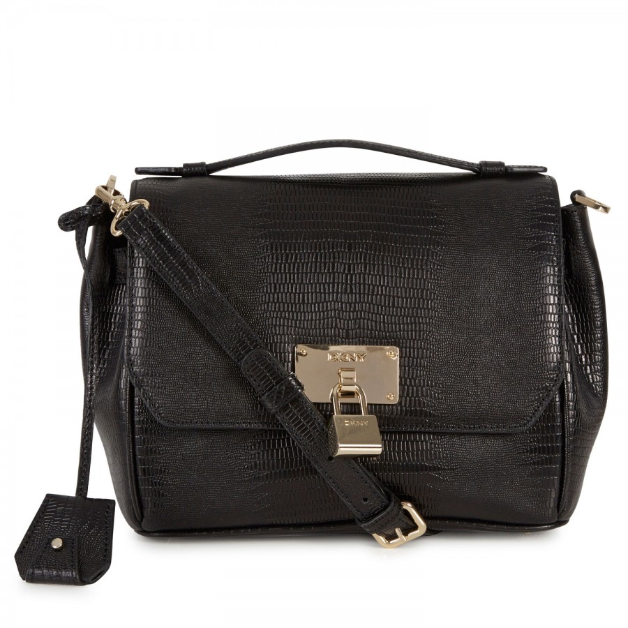 Dkny Lizard Effect Leather Crossbody Bag in Black Lyst