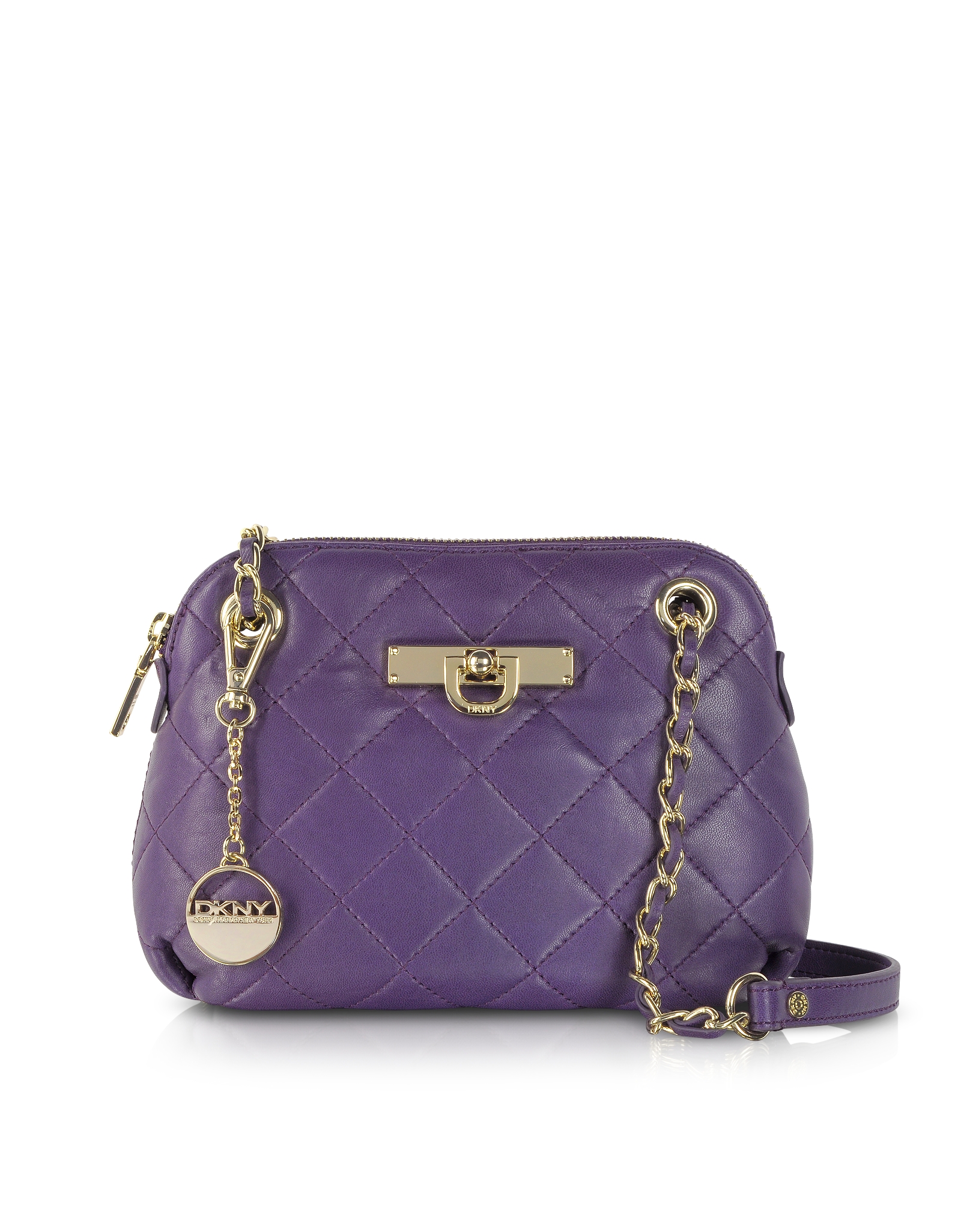 Dkny Small Round Quilted Leather Crossbody Bag in Purple | Lyst