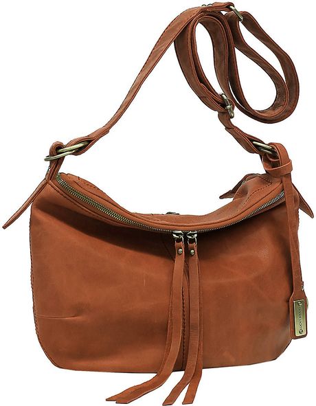 Lucky Brand Cannon Leather Crossbody Bag in Brown (cognac)