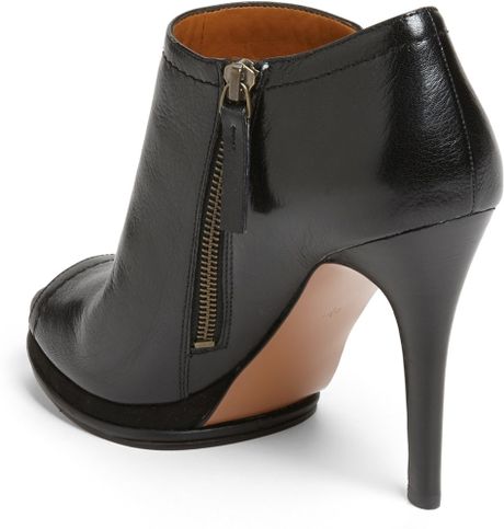 black peep toe heel booties
