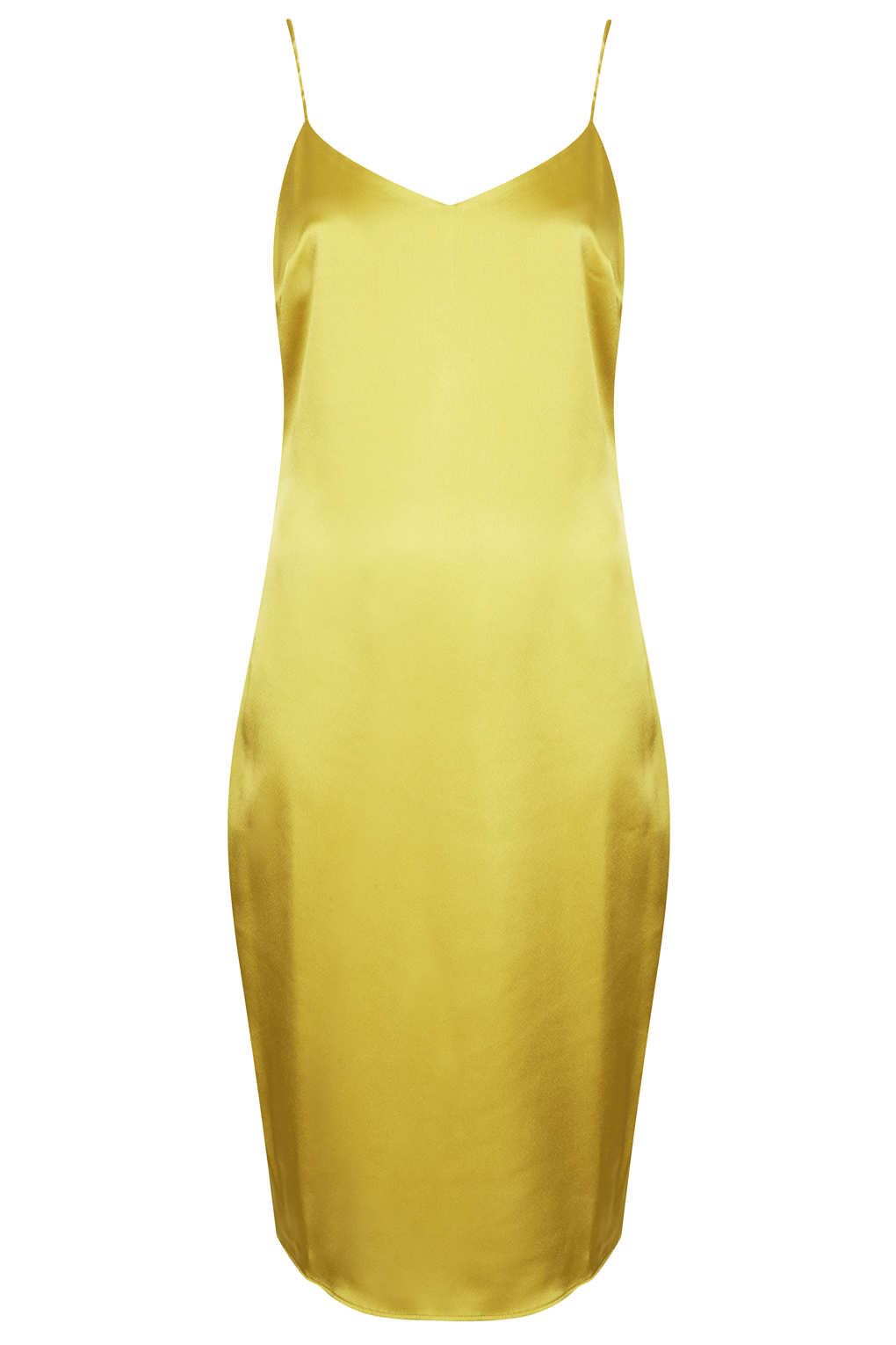 Satin Midi Slip Dress in Green (CHARTREUSE) Lyst