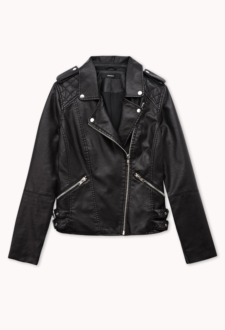 Forever 21 Moto Babe Faux Leather Jacket in Black Lyst