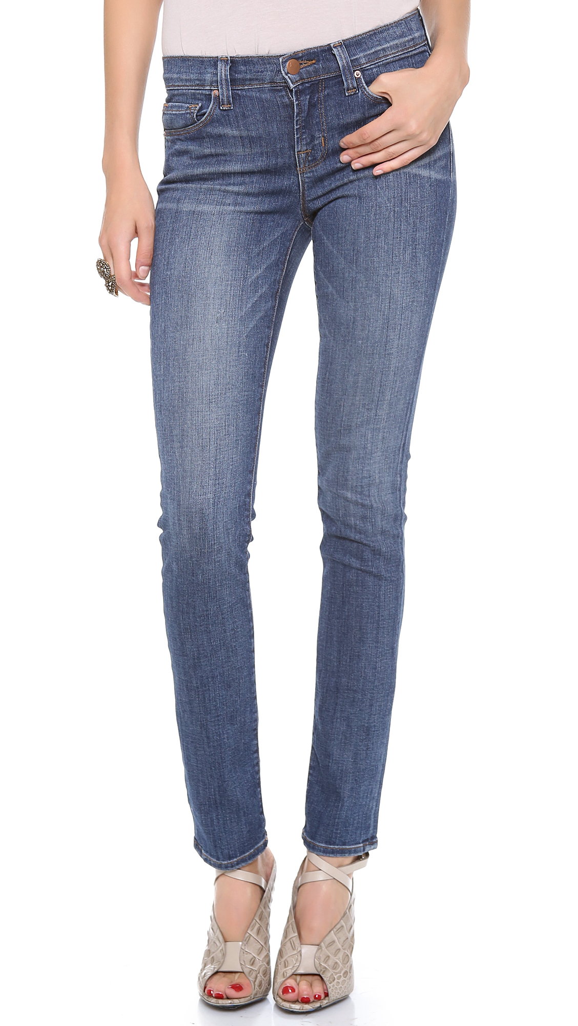 J Brand Mid Rise Skinny Jeans In Blue Lyst