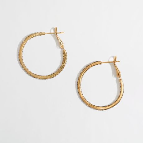 J Crew Factory Crystal Hoop Earrings In Gold Crystal Lyst