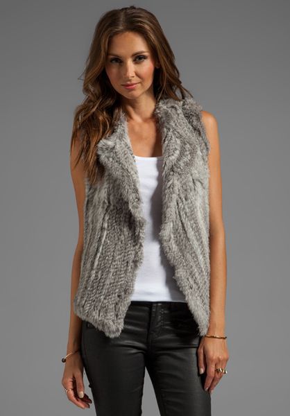 Joie Knitted Rabbit Fur Andoni Vest In Gray In Gray Lyst 4743