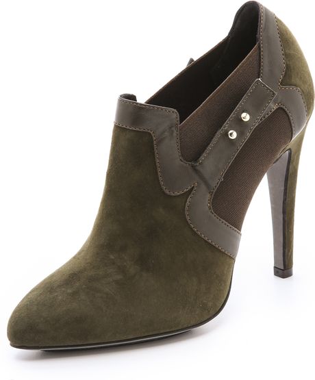 olive open toe booties