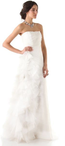 Reem Acra Simple Beauty Strapless Dress in White (Ivory) - Lyst